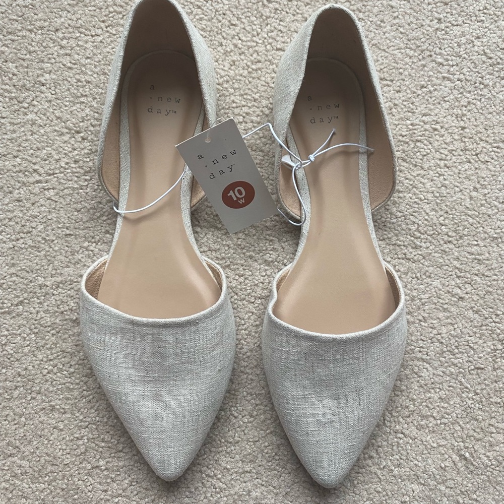 Rebecca Microsuede Pointed Ballet Flats - Cream 10